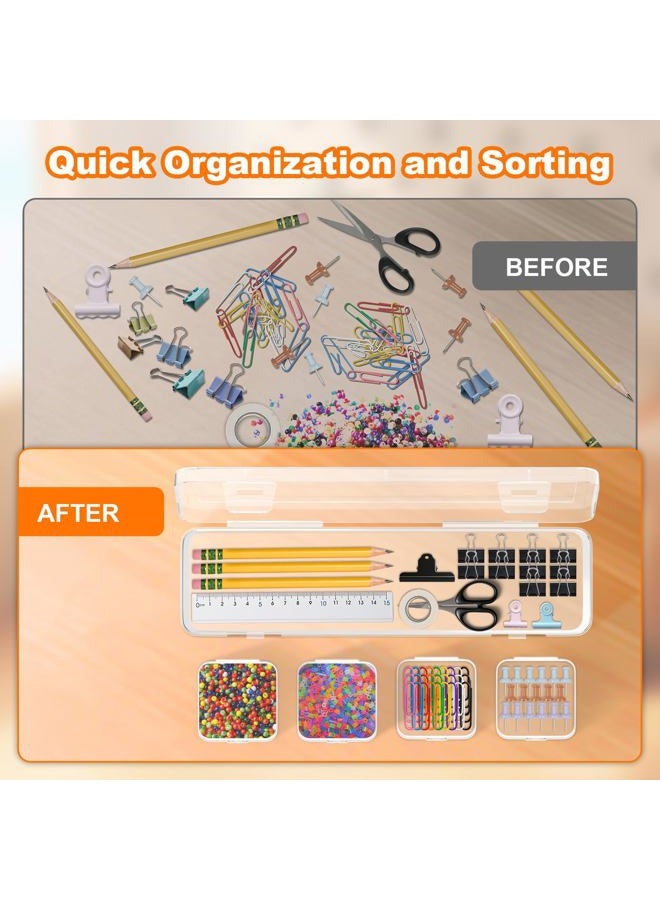 Profasion Bead Organizer Box, 12 PCS Clear Plastic Storage Containers Features Hinged Lid and Labels, Craft Storage Box for Jewelry, Diamonds, Clay Beads, Bracelets, Screws, Seeds, Small Parts - Image 4