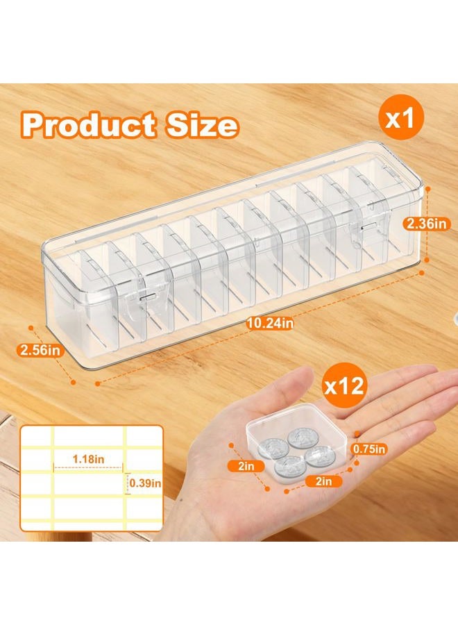 Profasion Bead Organizer Box, 12 PCS Clear Plastic Storage Containers Features Hinged Lid and Labels, Craft Storage Box for Jewelry, Diamonds, Clay Beads, Bracelets, Screws, Seeds, Small Parts - Image 2