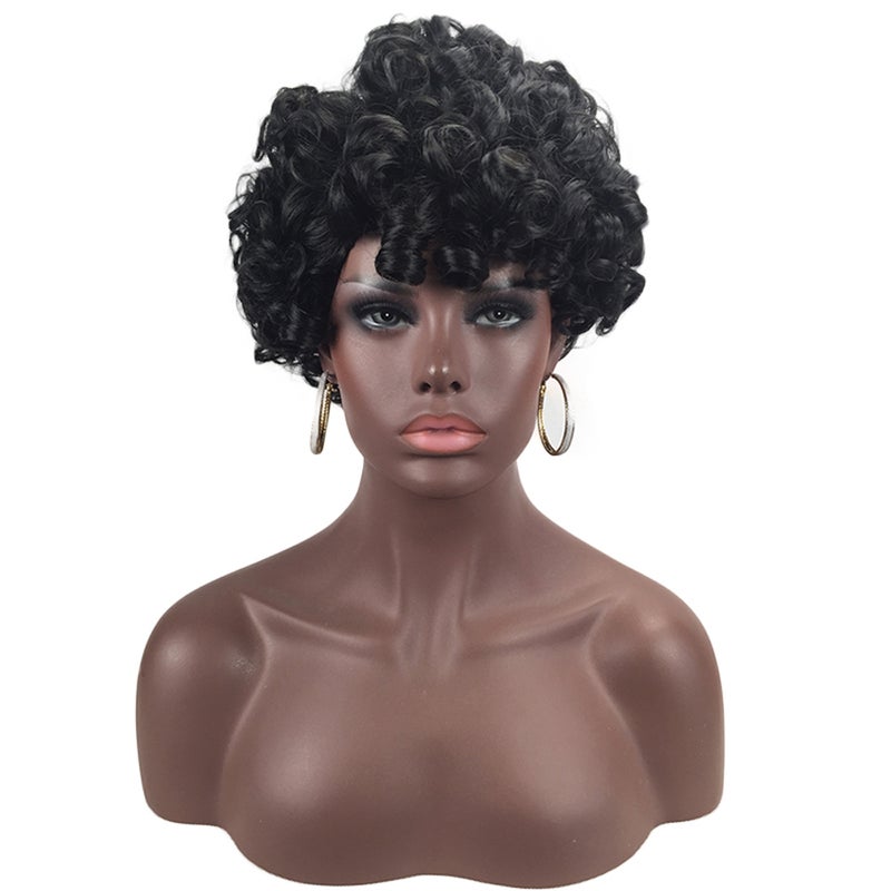 High-temperature Synthetic Fiber Small Curly Matte Wigs for The Light Curve Natural Frizz Afro Hair - Image 1