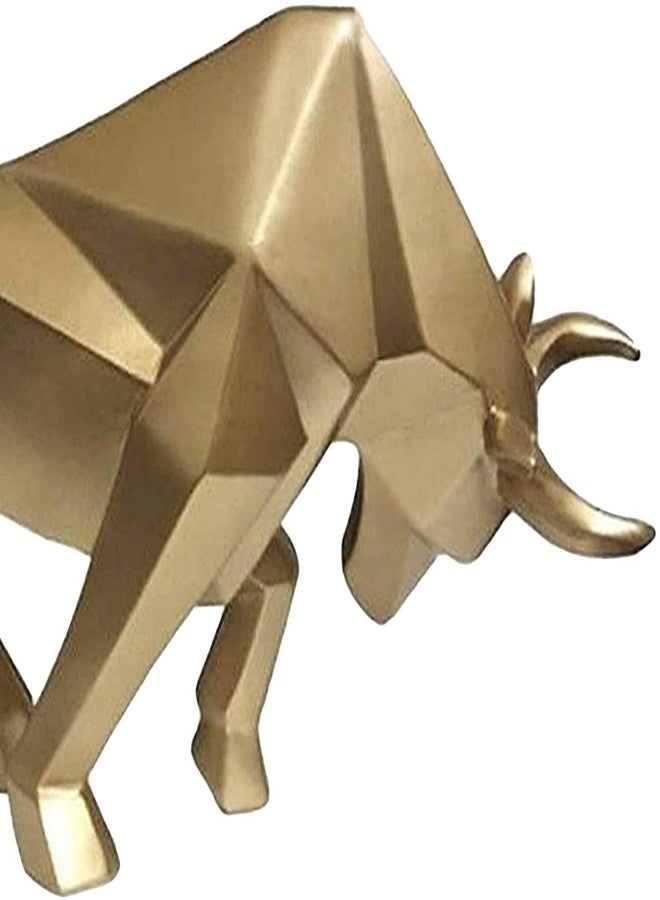 Joylern Resin Bull Sculpture Bull Statue Bull Figurine Animal Wildlife Ornaments for Living Room Bedroom Office Cabinets - Gold - Image 2