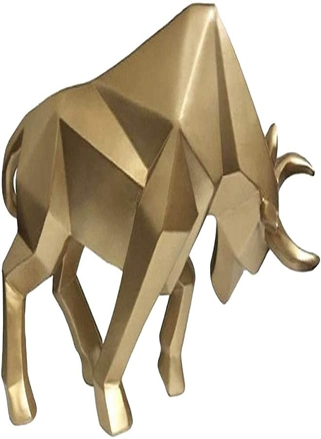 Joylern Resin Bull Sculpture Bull Statue Bull Figurine Animal Wildlife Ornaments for Living Room Bedroom Office Cabinets - Gold - Image 1