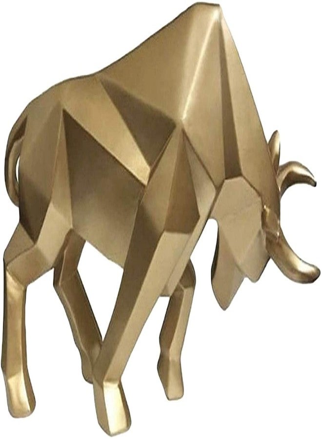 Joylern Resin Bull Sculpture Bull Statue Bull Figurine Animal Wildlife Ornaments for Living Room Bedroom Office Cabinets - Gold - Image 3