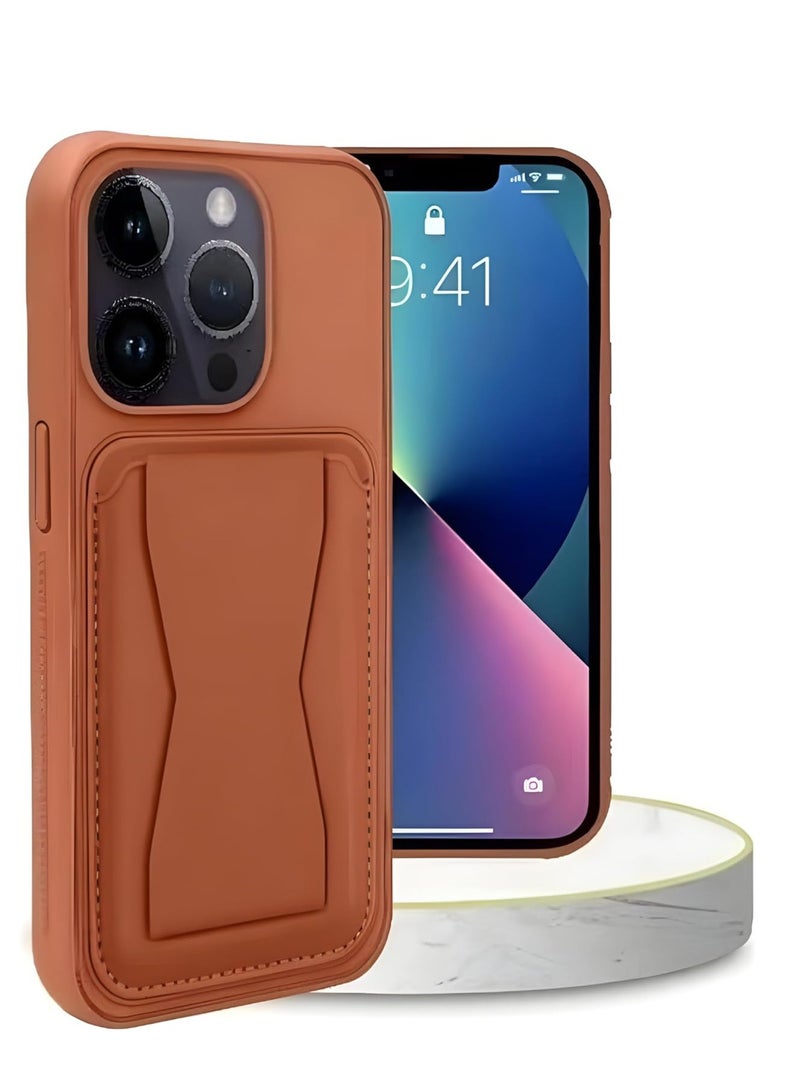 DUSALA iPhone 13 Pro Max Case Cover Shockproof Back Card Storage & built-in Kickstand Case PU leather for a stylish look Back Cover For iPhone 13 Pro Max 6.7-inch - Image 1