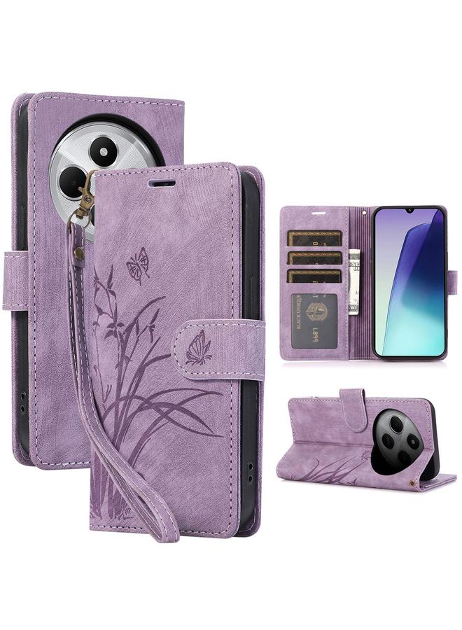 S-TOP Case For Redmi 14C 4G / Poco C75 Orchid Butterfly Embossed Leather Phone Case - Image 1
