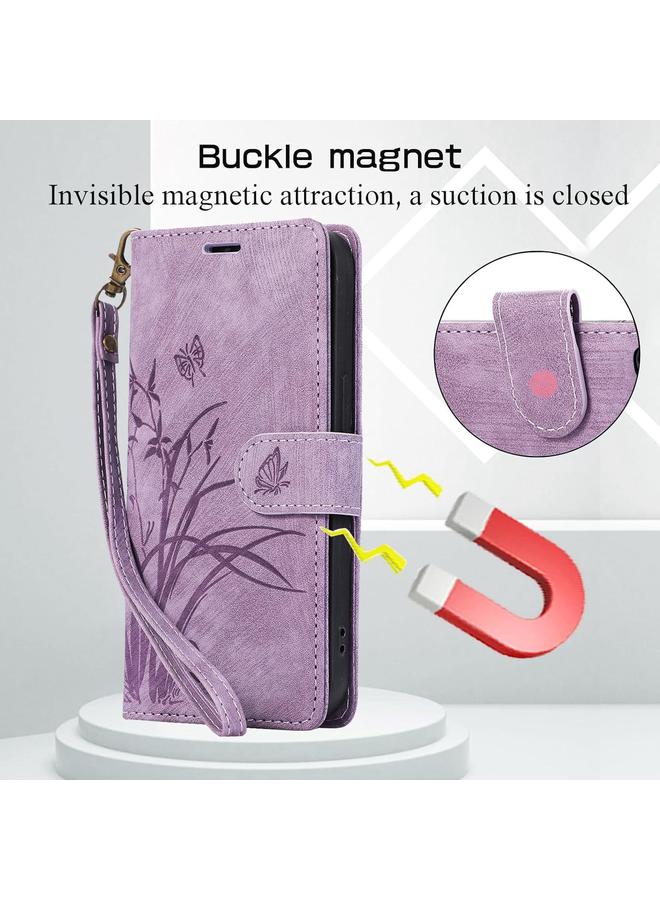 S-TOP Case For Redmi 14C 4G / Poco C75 Orchid Butterfly Embossed Leather Phone Case - Image 4