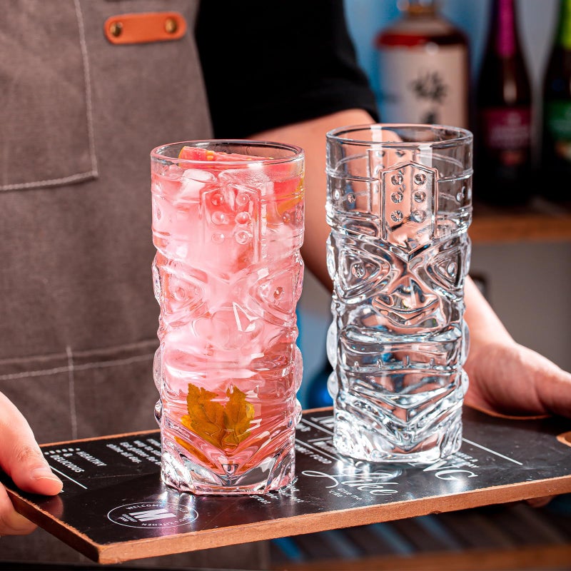 Claplante Tiki Glasses Set of 12, 14 oz Modern Bar Tiki Cup, Highball Drinking glasses, Exotic Zombie Cocktails Glasses, Tiki Mug for Tropical Island Drinks Tiki Bar Professional Hawaiian Party - Image 3