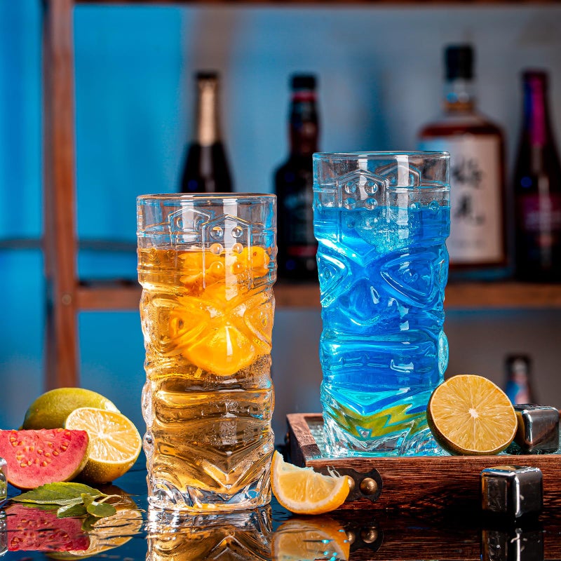 Claplante Tiki Glasses Set of 12, 14 oz Modern Bar Tiki Cup, Highball Drinking glasses, Exotic Zombie Cocktails Glasses, Tiki Mug for Tropical Island Drinks Tiki Bar Professional Hawaiian Party - Image 4