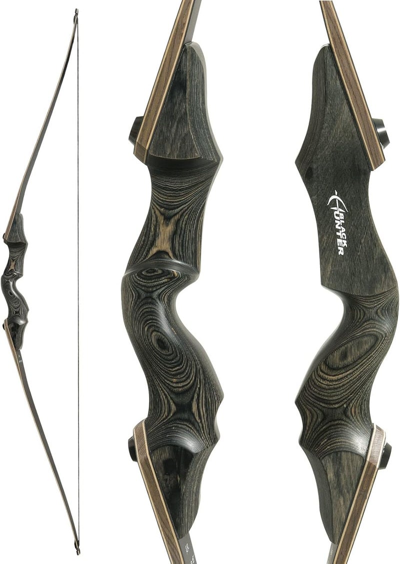 Obert Black Hunter Archery Takedown Bow Longbow American Longbow Adult Right Hand Hunting Wood Bow 60",30-60lbs Target Practice - Image 1