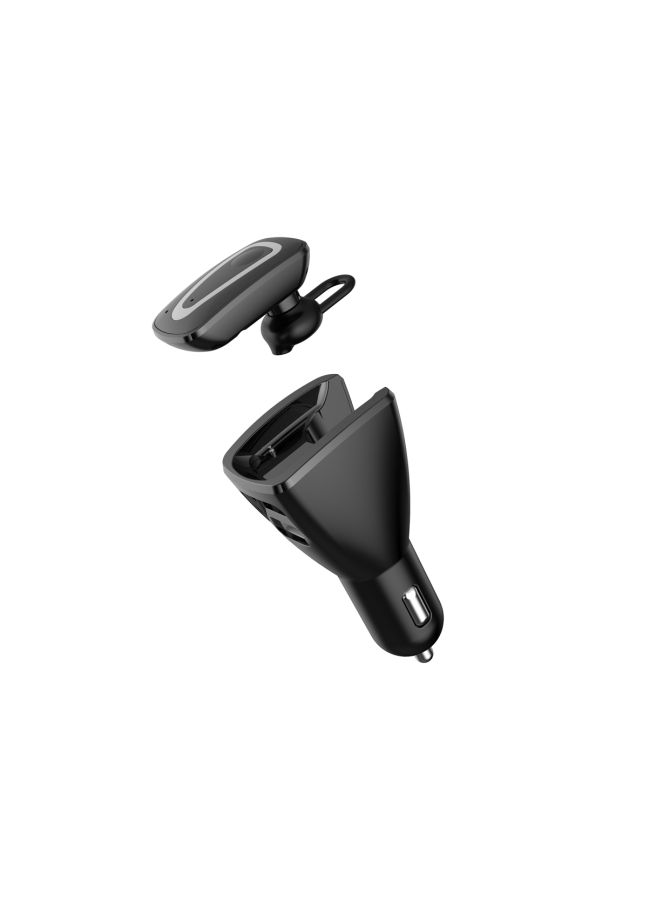 NIBEMINENT C22 Car Charger With Bluetooth In-Ear Headphone Black - Image 2