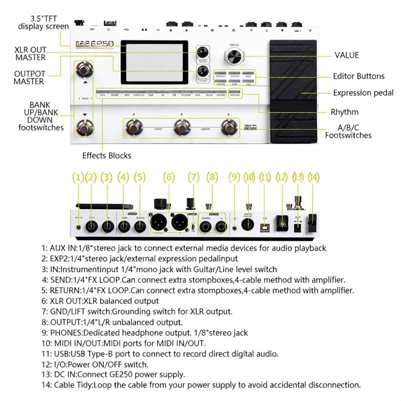 Guitar Multi Effects Pedal: White UK Plug, Professional Versatile With 180+ Effects, Advanced Modeling Tech - High-Definition Cab Experience, Tone Capture Function for Professional Musicians & Guitar - Image 5