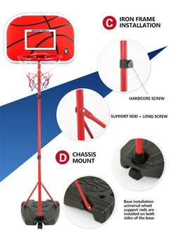 JSAITOYS Home Sport Shooting Play Movable Height 1.6m Basketball Hoop Stand Indoor Toys For Children  - Image 5