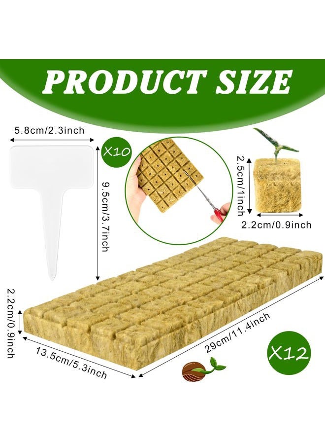 JolliKids 600 Pieces 1'' Rockwool Cubes for Hydroponics, Rock Wool Planting Cubes with 10 Plant Name Tags Rockwool Starter Plugs Mini Blocks for Soilless Cultivation Seedlings Cutting - Image 2
