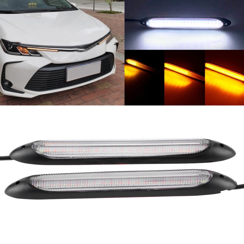 مصباح إضاءة نهارية LED بطول 27.5 سم عالية السطوة منخفض استهلاك الطاقة - شريط LED سيليكون مضغوط مقاوم للماء ومتين للاستخدام العام في السيارات - Image 2