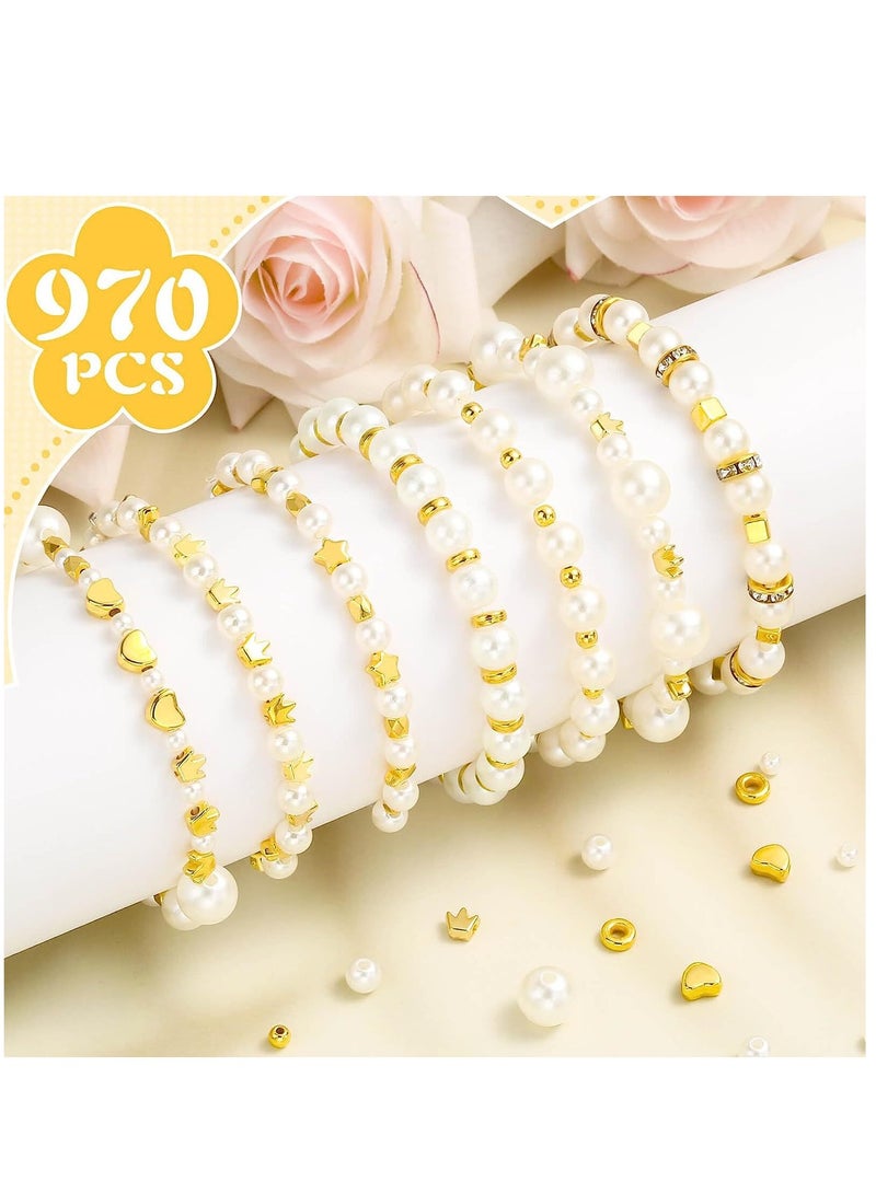 واي آند دي DIY الأطفال مطرز ABS اللؤلؤ مجموعة خمس نقاط ستار تاج الحب مربع الكرة خزر عازل اللؤلؤ والمجوهرات (970 قطعة) - Image 4