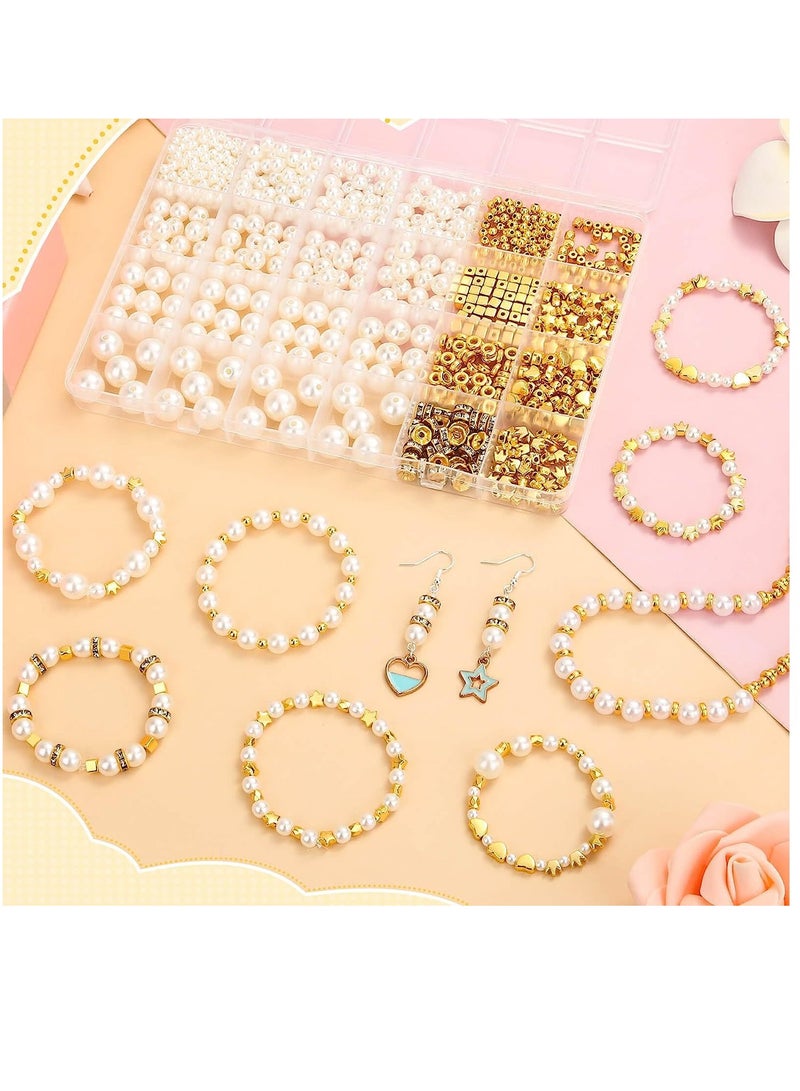 واي آند دي DIY الأطفال مطرز ABS اللؤلؤ مجموعة خمس نقاط ستار تاج الحب مربع الكرة خزر عازل اللؤلؤ والمجوهرات (970 قطعة) - Image 5