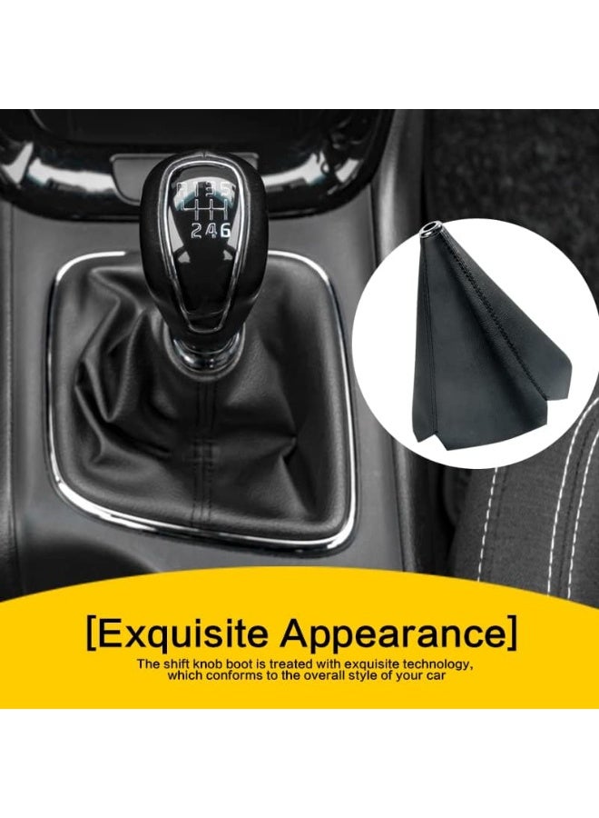 شابية غطاء غبار لمقبض ناقل الحركة للسيارة، جلد صناعي، مناسب لمعظم السيارات والشاحنات وسيارات الدفع الرباعي (أسود مع خياطة سوداء) - Image 3