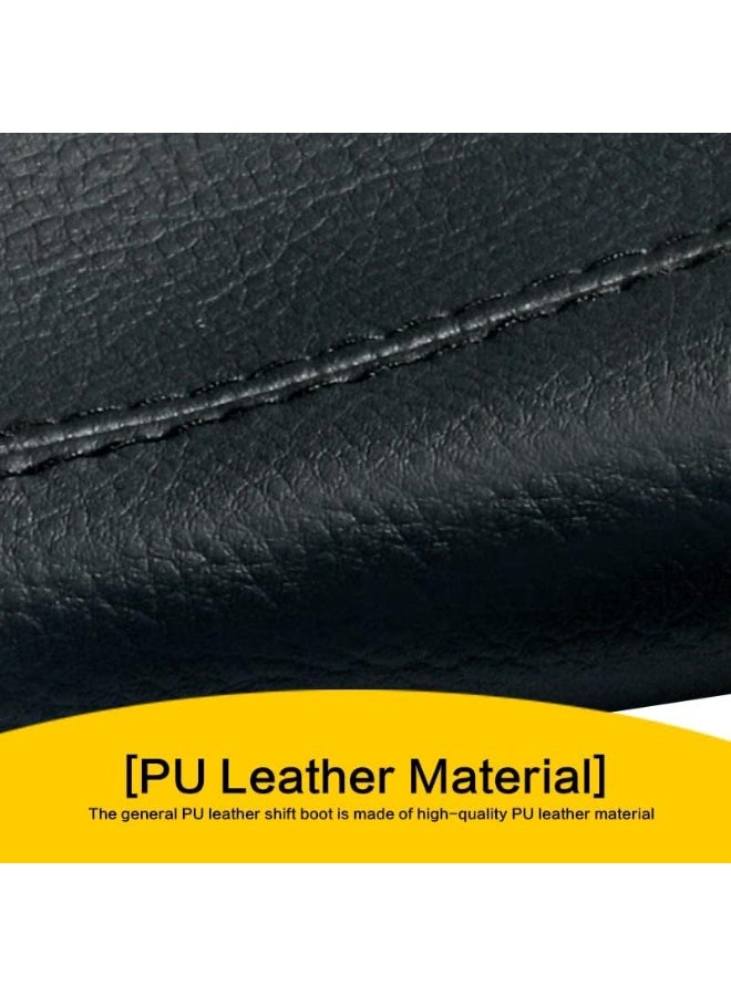 شابية غطاء غبار لمقبض ناقل الحركة للسيارة، جلد صناعي، مناسب لمعظم السيارات والشاحنات وسيارات الدفع الرباعي (أسود مع خياطة سوداء) - Image 4