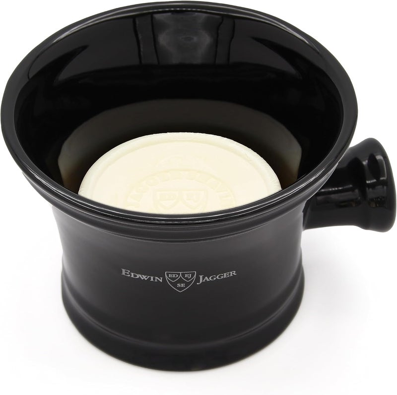 Edwin Jagger RN46 Traditional Porcelain Luxury Shaving Bowl with Handle for Shaving Cream or Shaving Soap for Men and Women Black - Image 4