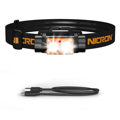 NICRON Headlamp Rechargeable, High Bright 1500 lumens 180° Rotating Aluminum LED Head Lamp with 3 Light Sources 10 Modes Waterproof Head Flashlight H25 for Camping Hunting Running Fishing Biking - Image 1