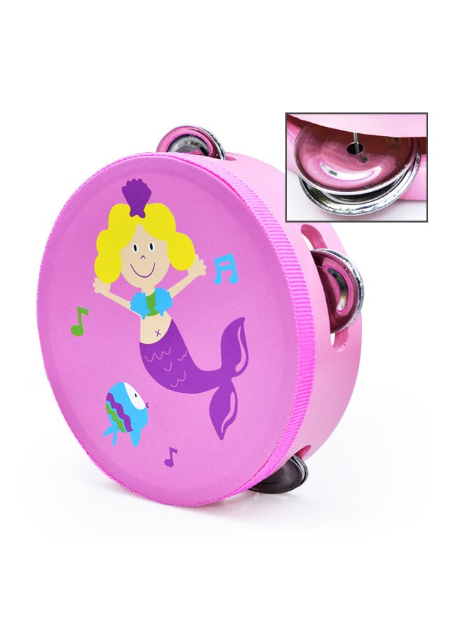Kindergarten Small Tambourine Teachers Use Rattles Orff Teaching Materials Dance Performance Props Children's Hands To Beat Linggu-Color:15cm Diameter Yellow Striped Flowers - Image 5