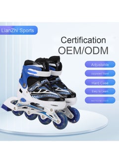 Generic PU Light-Up Inline Skates - Adjustable Single Row Roller Skates 