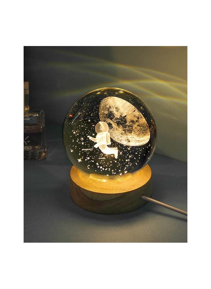 NAGAFA SHOP 3D Starry Larg Crystal Ball Night Light with Premium Crystal and Wooden Base From nagafa shop  - Image 1