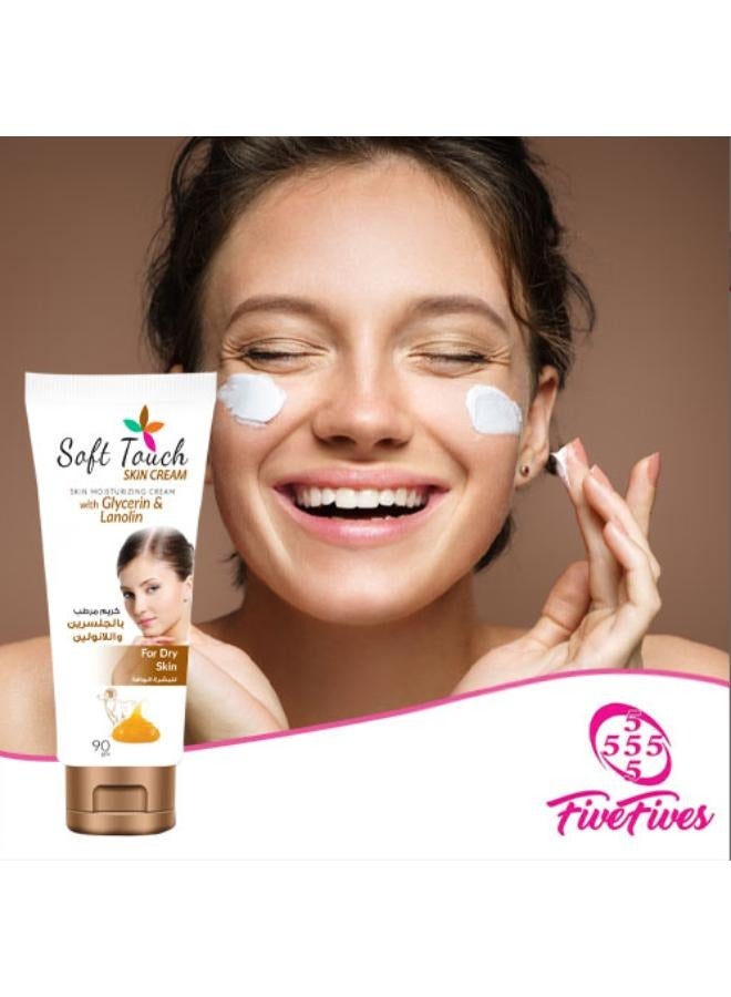 خمس خمسات كريم مرطب للبشرة الجافة سوفت تاتش بالجلسرين واللانولين 90 جم - Image 3
