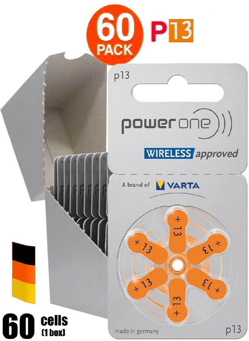 Power One PowerOne 1.45V Original German High Level Hearing Aid Batteries P13 Pack Of 60 Pieces  - Image 1