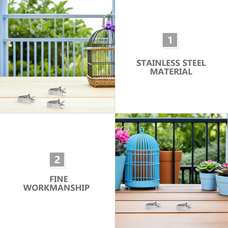 Healifty 3pcs Stainless Steel Parrot Cage Food Holder Clips Fixed Clamp for Bird Feeding Supplies Small Fruit Vegetable Clip for Pet Birds - Image 3