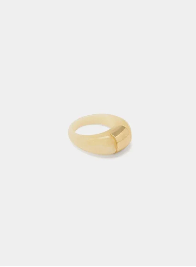Parfois Beige Resin ring with metal detail for Women | Best Price UAE