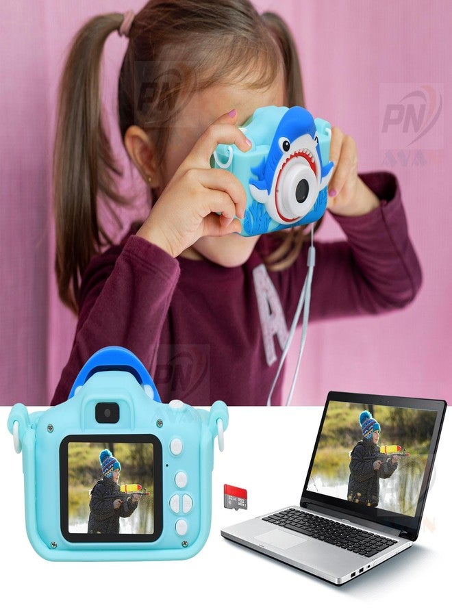 PN AVAN Kids Camera for Girls Boys, Shark Kids Selfie Camera Toy 13MP 1080P HD Digital Video Camera for Birthday Gifts for 4+ to 15 Years Old Children[16GB SD Card Include Shark ] - Image 2