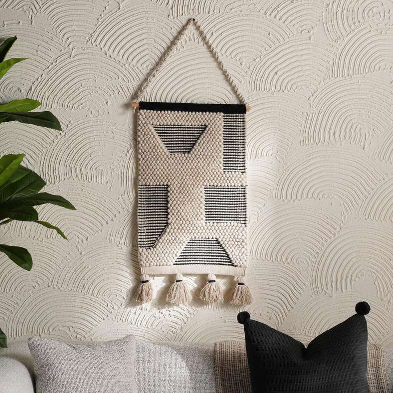 Pan Home Nolan Handmade Wall Hanging - Black and White - Image 1