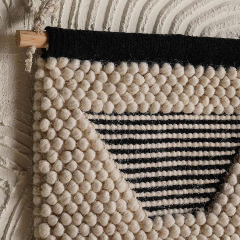 Pan Home Nolan Handmade Wall Hanging - Black and White - Image 2