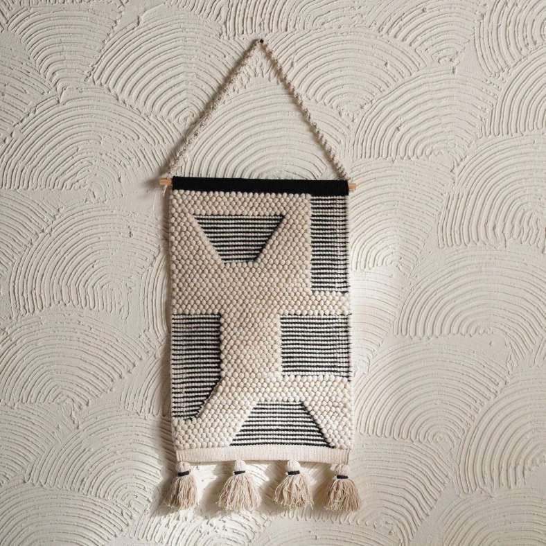 Pan Home Nolan Handmade Wall Hanging - Black and White - Image 4