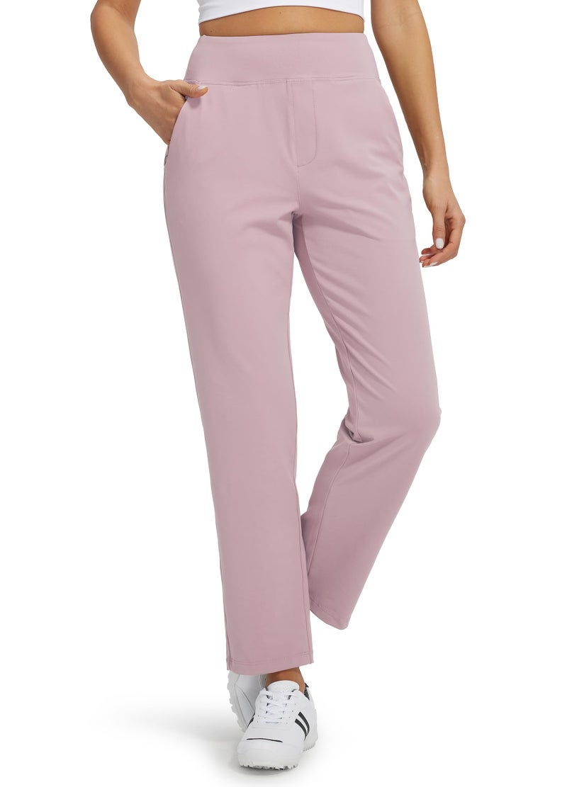 Libin Womens Casual Travel Pants Stretchy Golf Ankle Pants 7/8 Dress Pant Slacks Athletic Workout Sweatpants with 4 Pockets Dark Pink L - Image 1