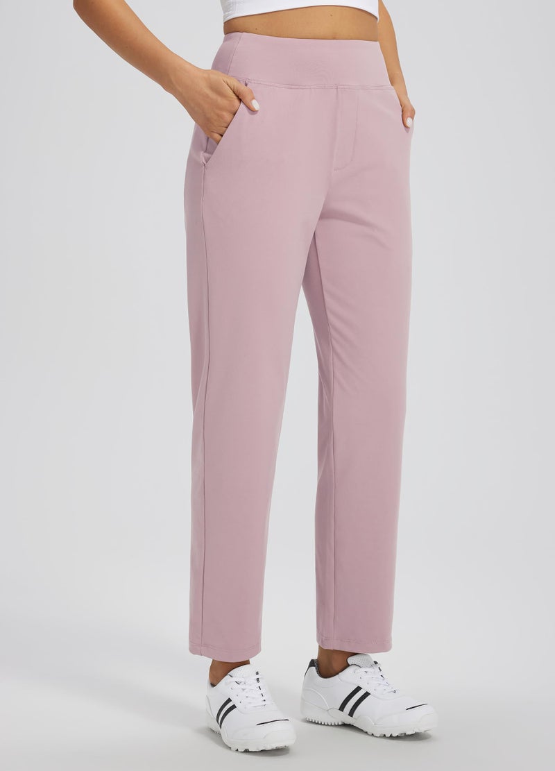 Libin Womens Casual Travel Pants Stretchy Golf Ankle Pants 7/8 Dress Pant Slacks Athletic Workout Sweatpants with 4 Pockets Dark Pink L - Image 2