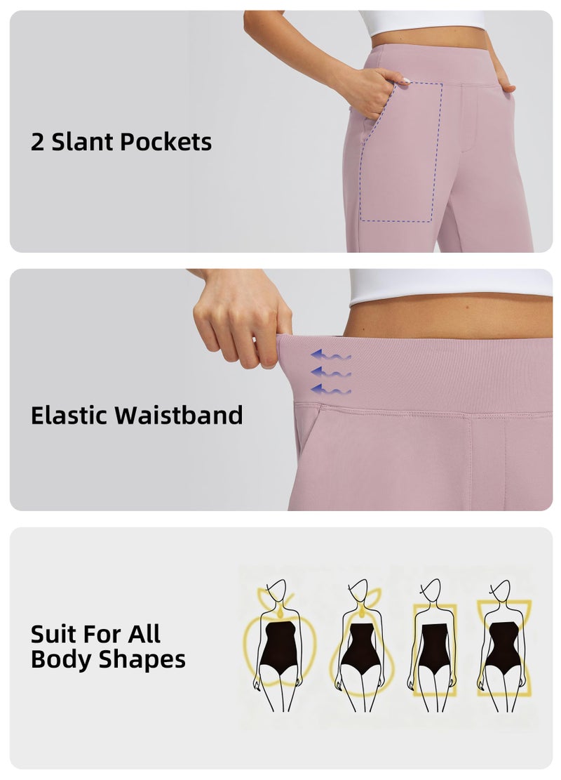 Libin Womens Casual Travel Pants Stretchy Golf Ankle Pants 7/8 Dress Pant Slacks Athletic Workout Sweatpants with 4 Pockets Dark Pink L - Image 4