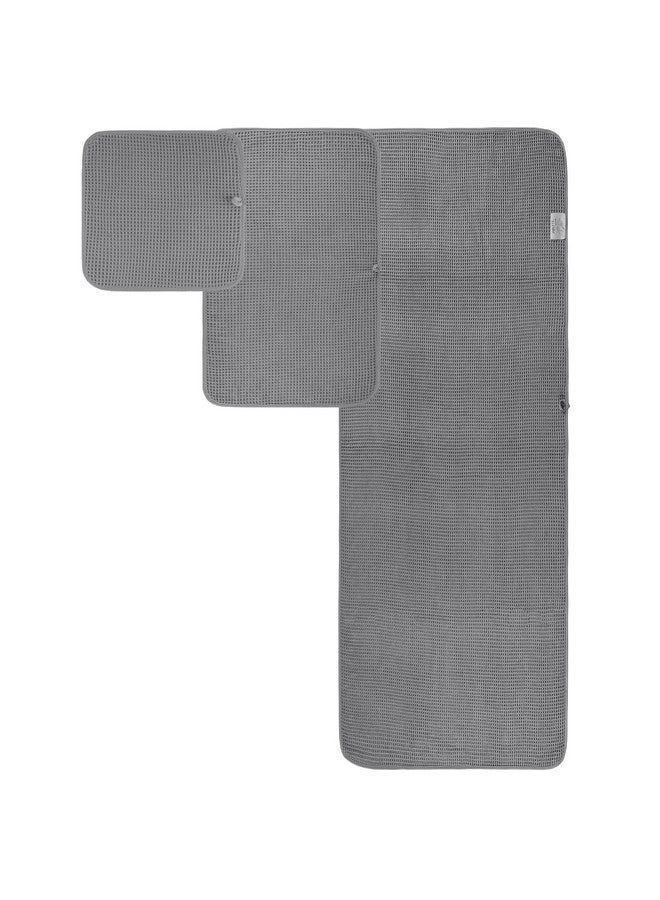 POLYTE Oversize, 60 x 30 in., Quick Dry Lint Free Microfiber Bath Towel Set, 6 Piece (Gray, Waffle Weave) - Image 2