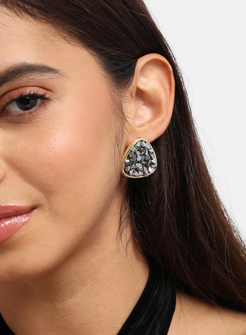 SOHI Embellished Cluster Triangle Artificial Stud Earring Jewellery