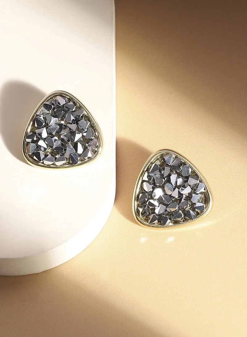 SOHI Embellished Cluster Triangle Artificial Stud Earring Jewellery