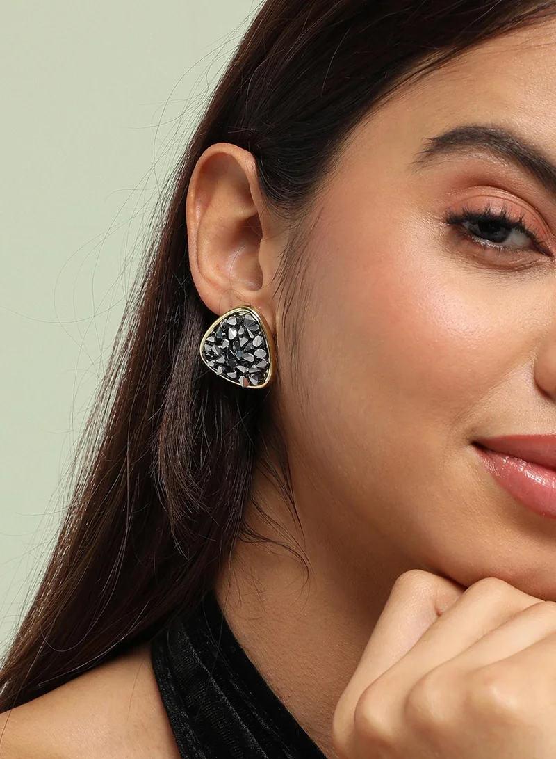 SOHI Embellished Cluster Triangle Artificial Stud Earring Jewellery