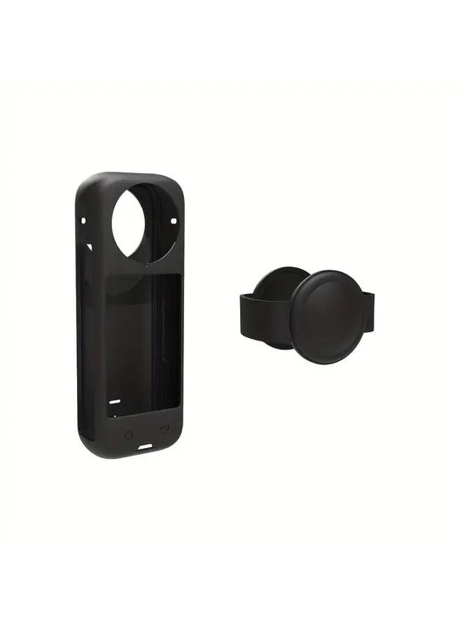 غطاء واقي لكاميرا Insta360 X4، غطاء عدسة من السيليكون باللون الأسود - Image 1