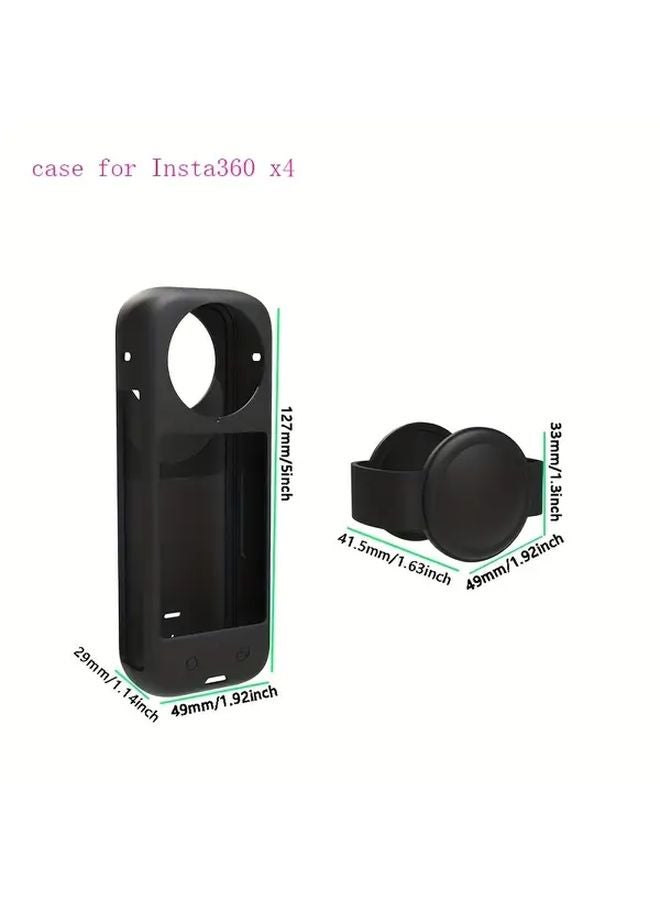 غطاء واقي لكاميرا Insta360 X4، غطاء عدسة من السيليكون باللون الأسود - Image 3