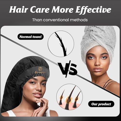 Amzpic Bonnet Hair Dryer Attachment - Bonnet Hood Dryer with Headband that Reduces Heat Around Ears and Neck, Use for Hair Styling, Hair Drying, Curling and Deep Conditioning (Extended Version, Black) - Image 4