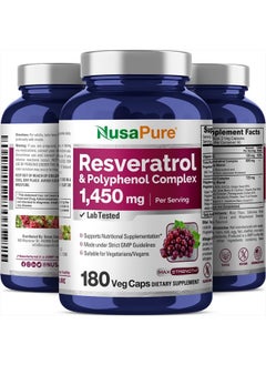 NusaPure Resveratrol & Polyphenol Complex 1450mg 180 Vegetarian Caps (Non-GMO, Vegan) Vitamin C  - Image 4