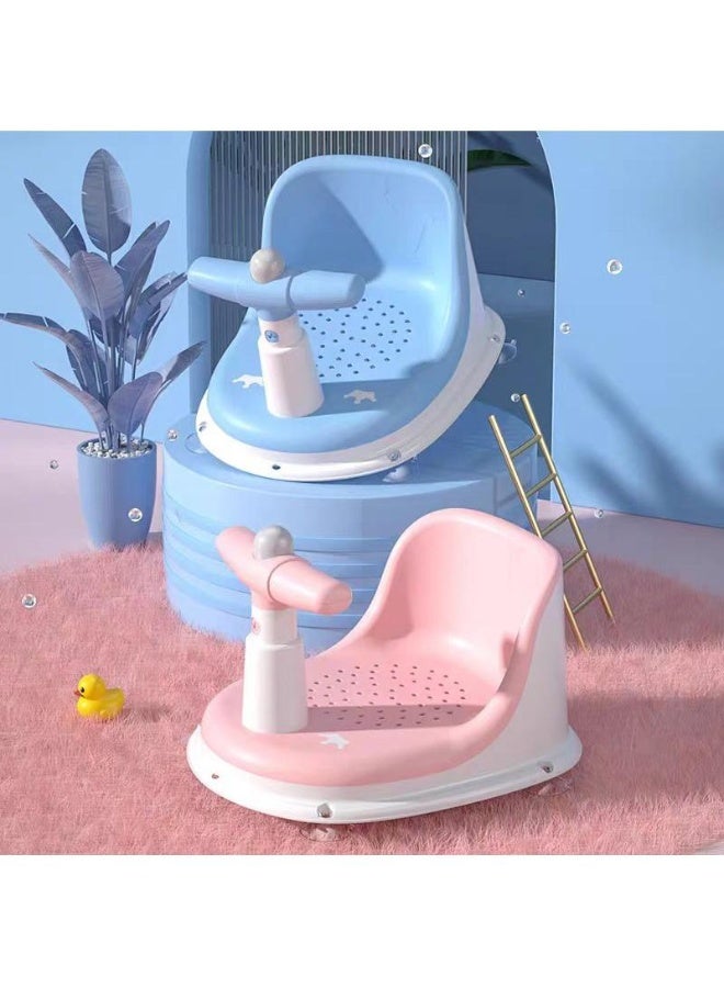 Fab N Funky Crown Printed Bath Chair, Ergonomic Handle Grip, Perforated Design, Non-Slip Base, 0 Months+, 36 x 20 x 23cm - Blue - Image 4