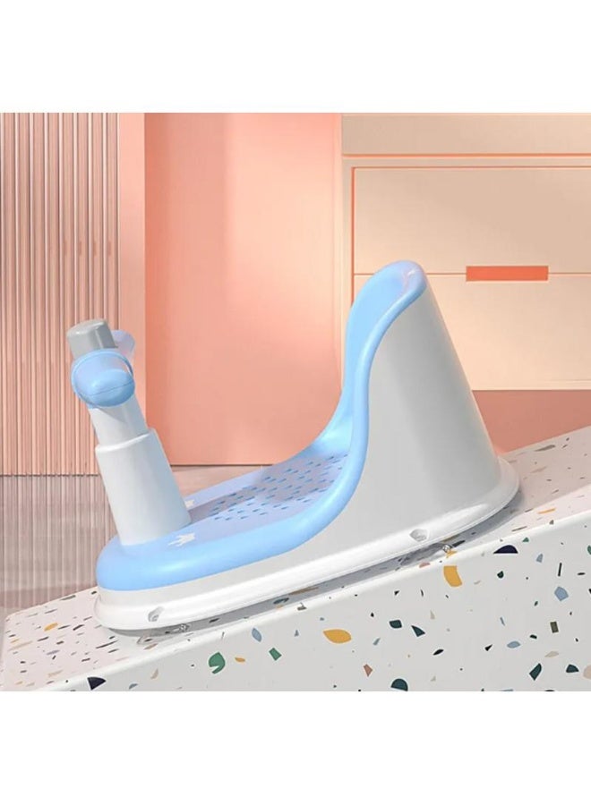 Fab N Funky Crown Printed Bath Chair, Ergonomic Handle Grip, Perforated Design, Non-Slip Base, 0 Months+, 36 x 20 x 23cm - Blue - Image 2