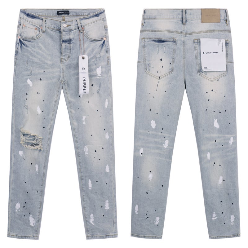 Purple Brand Straight-Leg Jeans Washed Retro Ripped Handsome American Collection - Image 5