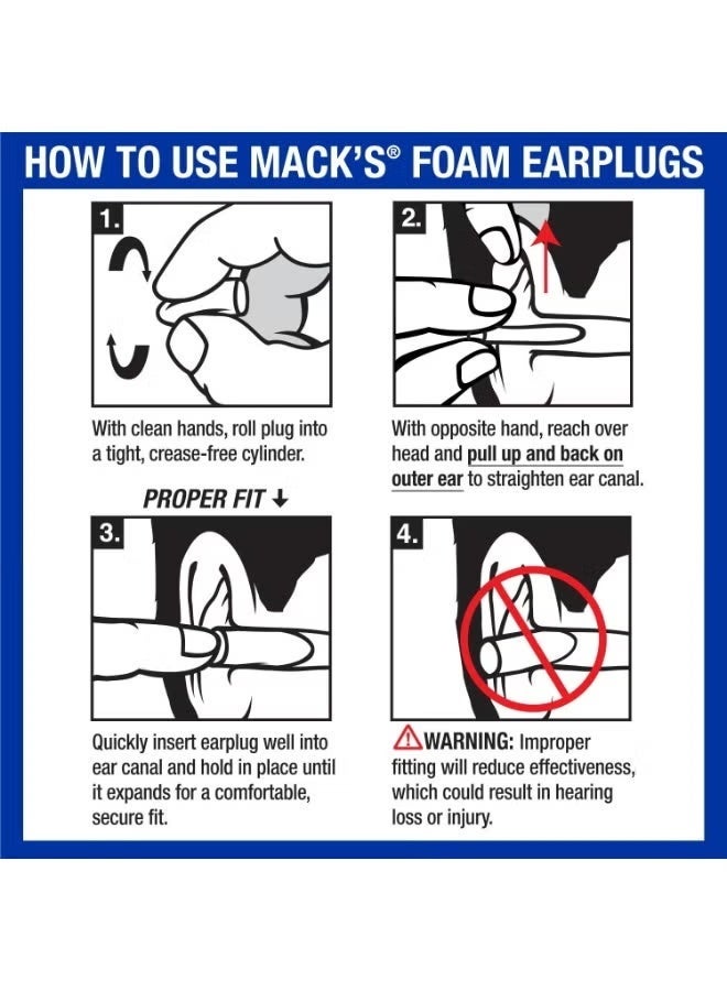 Mack's Acoustic Foam Earplugs, 3 Pair – Soft, Comfortable Ear Plugs for Concerts - Image 2