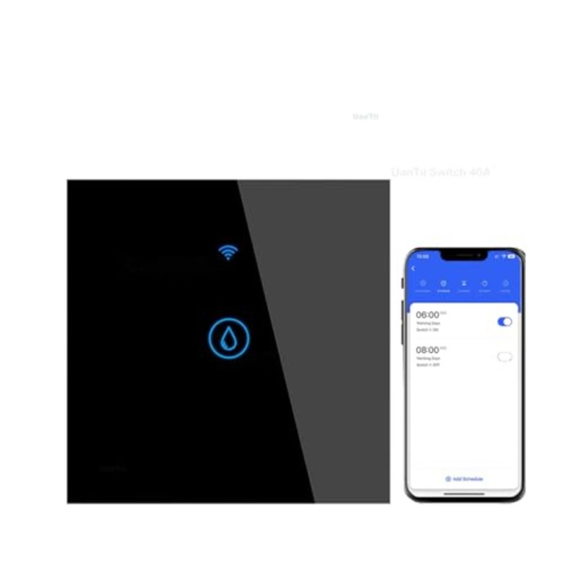مفتاح سخان المياه الذكي 40 أمبير 8000 وات تويا واي فاي مفتاح غلاية مكيف الهواء توقيت وجدول زمني، يتطلب سلك محايد، يعمل مع أليكسا وجوجل هوم أسود - Image 1